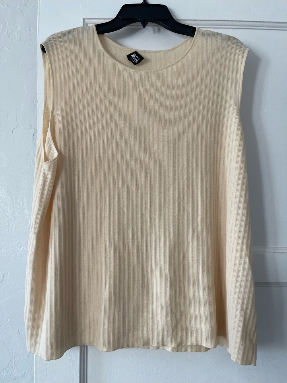 Eileen Fisher merino wool Ribbed Sleeveless Tank in Light Cream